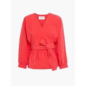 NWT Ba&sh Cola Wrap Top Crepe De Chine Blouse in Vermillion Size 2